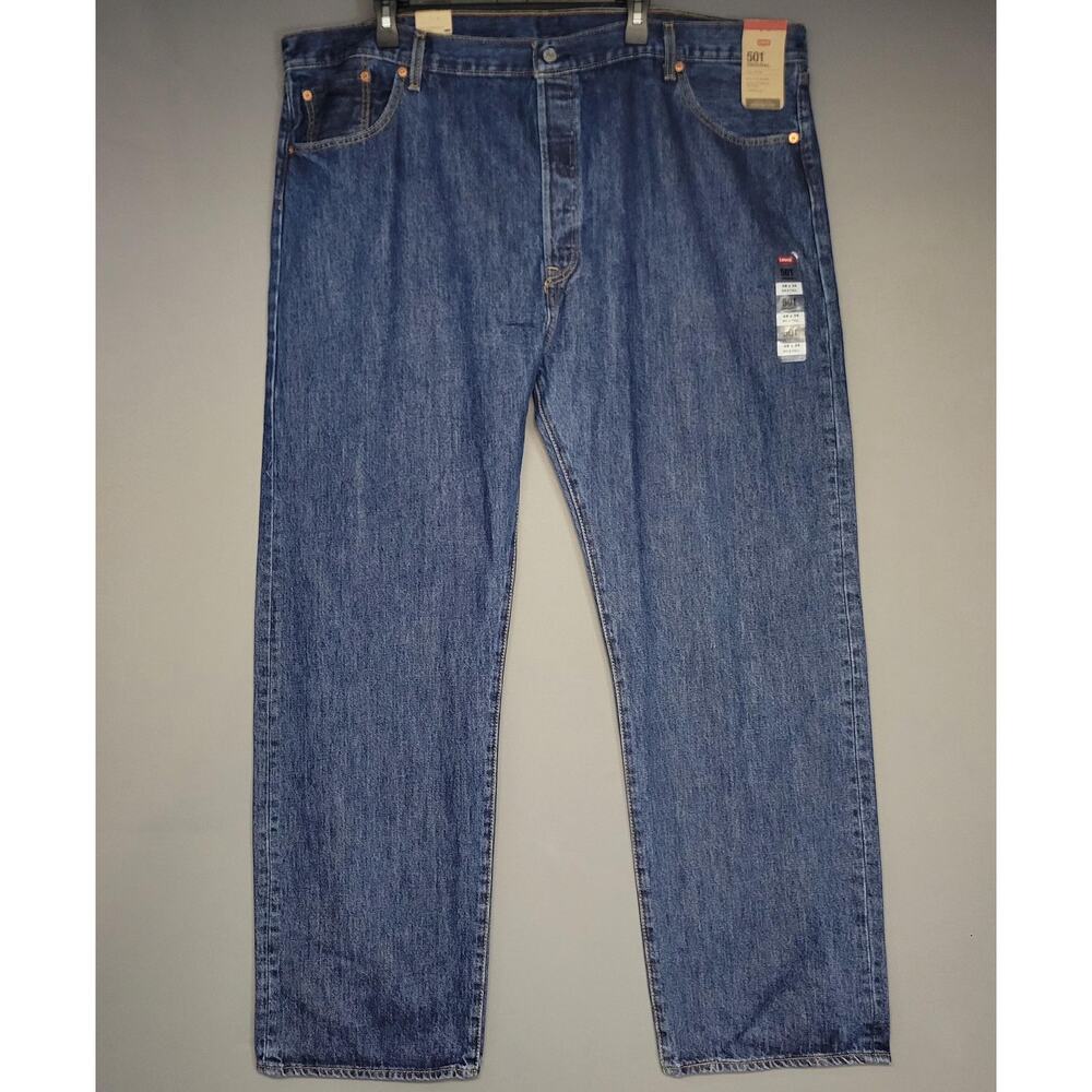 Levis 501 Jeans Mens 48x34 Blue Denim Straight Leg Button Fly Original Classic‎